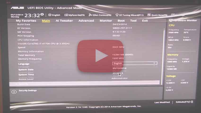 YouTube 用户 ThinkComputers 带来的 ASUS Z97-A UEFI BIOS 概述