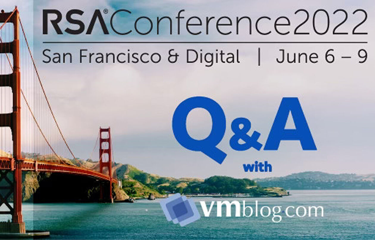 Image promoting RSA Conference 2022 in San Francisco, featuring the Golden Gate Bridge and a Q&A with vmblog.com.