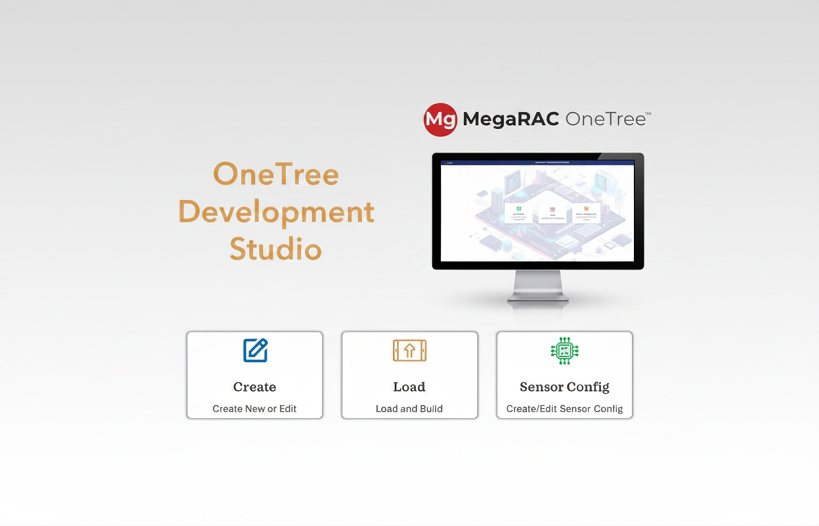 Image of a computer screen displaying the OneTree Development Studio interface with options to Create, Load, and configure sensors.
